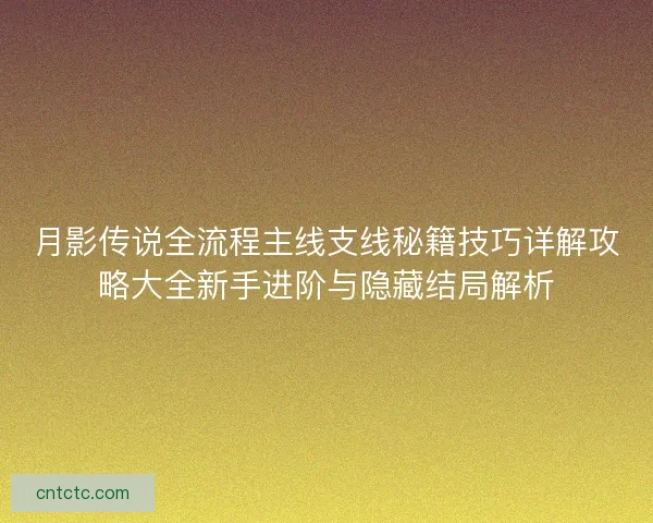 月影传说全流程主线支线秘籍技巧详解攻略大全新手进阶与隐藏结局解析
