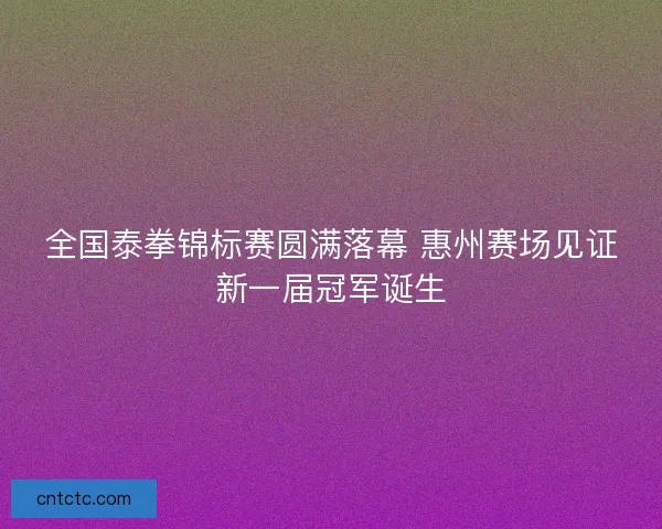 全国泰拳锦标赛圆满落幕 惠州赛场见证新一届冠军诞生
